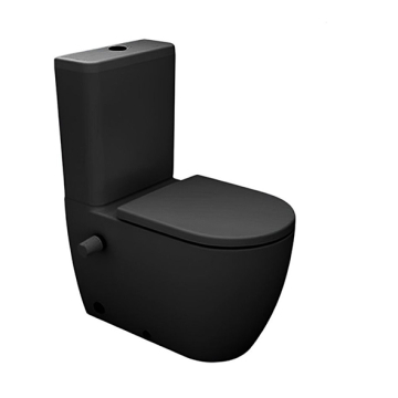 Sanipure Vega Floor Standing Toilet with Douche Wall P Outlet, Including Soft Close Seat & Cover & Tank, Black