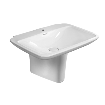 Duravit PURAVIDA Wall Pedestal Washbasin with Tap Platform, 70 cm, Including Wall Hung Pedestal, White