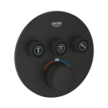 Grohe Grohtherm Smartcontrol Bath & Shower Mixer with 3 Valves, Phantom Black