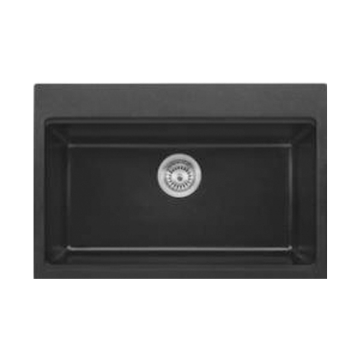 Beroia Inset Granite Kitchen Sink With Waste, 68 × 46 cm, Black