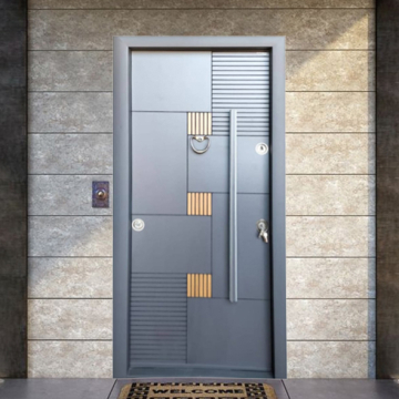 Turkish Armored Door Beige Filler, Internal Bar 11 cm Thickness, Grey (MD12)
