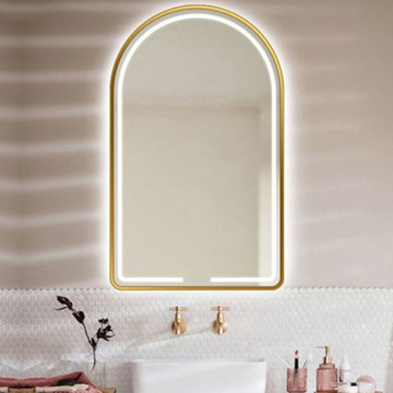 Dr-Greiche LED Mirror 80 × 60 cm 4 mm Thickness, Gold Frame, White