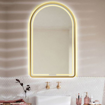 Dr-Greiche LED Mirror 80 × 60 cm 4 mm Thickness, Gold Frame, Warm (Yellow)