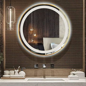 Dr-Greiche LED Mirror 60 × 60 cm 4 mm Thickness, Gold Frame, White