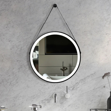 Dr-Greiche Touch Mirror 60 × 60 cm 4 mm Thickness, Black Frame, White