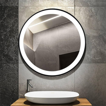 Dr-Greiche LED Mirror 60 × 60 cm 4 mm Thickness, Black Frame, White