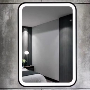 Dr-Greiche LED Mirror 80 × 60 cm 4 mm Thickness, Black Frame, White
