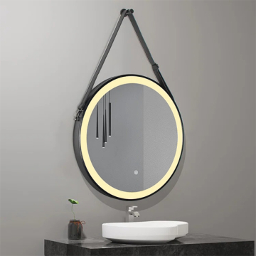 Dr-Greiche Touch Mirror 60 × 60 cm 4 mm Thickness, Black Frame, Warm (Yellow)