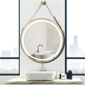 Dr-Greiche LED Mirror 60 × 60 cm 4 mm Thickness, Gold Frame, White