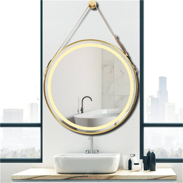 Dr-Greiche LED Mirror 60 × 60 cm 4 mm Thickness, Gold Frame, Warm (Yellow)