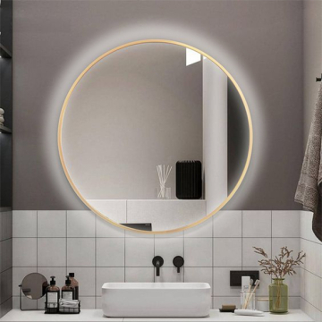 Dr-Greiche LED Mirror 60 × 60 cm 4 mm Thickness, Gold Frame, White