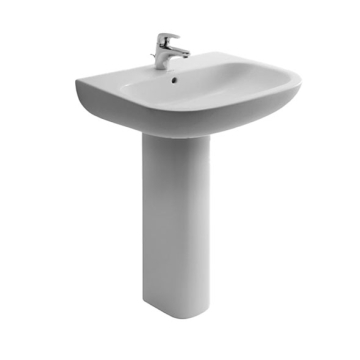 Duravit D-Code Floor Pedestal Washbasin with Tap Platform, 65 cm, Including Floor Pedestal, Different Colors