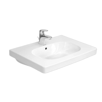 Duravit D-Code Furniture Washbasin with Tap Platform, 65 cm, Excluding Pedestal, White