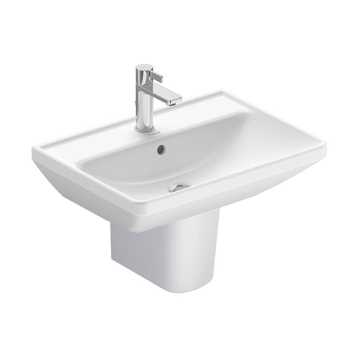 Duravit D-New Wall Pedestal Washbasin with Tap Platform, 60 cm, Including Wall Hung Pedestal, White