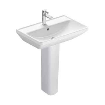 Duravit D-New Floor Pedestal Washbasin with Tap Platform, 65 cm, Including Floor Pedestal, White