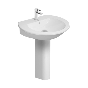 Duravit NEW DARLING Floor Pedestal Washbasin with Tap Platform, 65 cm, Including Floor Pedestal, White
