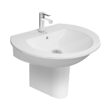 Duravit NEW DARLING Wall Pedestal Washbasin with Tap Platform, 65 cm, Including Wall Hung Pedestal, White
