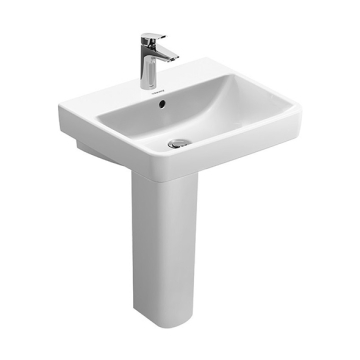 Duravit NO 1 Floor Pedestal Washbasin with Tap Platform, 55 × 46 cm, Including Floor Pedestal, White