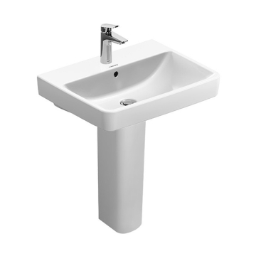 Duravit NO 1 Floor Pedestal Washbasin with Tap Platform, 60 × 46 cm, Including Floor Pedestal, White