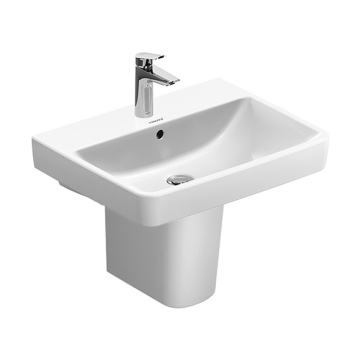 Duravit NO 1 Wall Pedestal Washbasin with Tap Platform, 60 × 46 cm, Including Wall Hung Pedestal, White