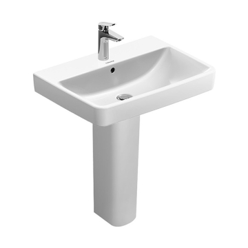 Duravit NO 1 Floor Pedestal Washbasin with Tap Platform, 65 × 46 cm, Including Floor Pedestal, White