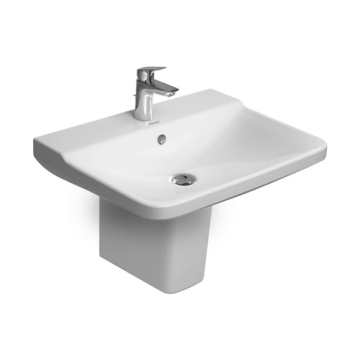 Duravit P3 Comfort Wall Pedestal Washbasin with Tap Platform, 65 cm, Including Wall Hung Pedestal, White