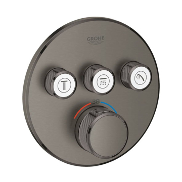 Grohe Grohtherm Smartcontrol Bath & Shower Mixer with 3 Valves, Brushed Hard Graphite