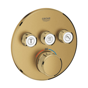 Grohe Grohtherm Smartcontrol Bath & Shower Mixer with 3 Valves, Brushed Cool Sunrise