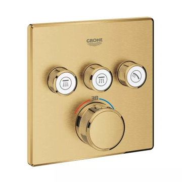 Grohe Grohtherm Smartcontrol Bath & Shower Mixer with 3 Valves, Brushed Cool Sunrise