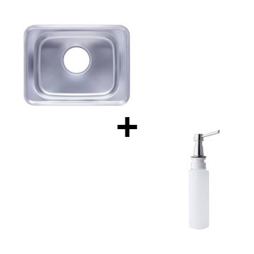Hans Inset Stainless Steel Kitchen Sink, 630 × 480 mm + Soap Dispenser