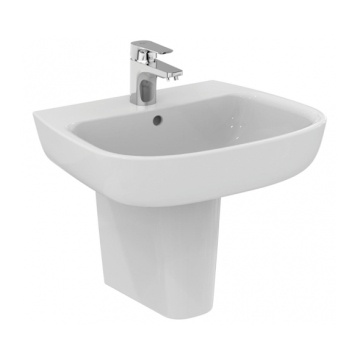 Ideal Standard New Esedra Wall Pedestal Washbasin with Tap Platform, 55 cm, White