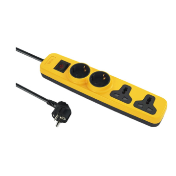 iLock Pro Power Strip 2 Meters 4 Outlets (2 Schuko Sockets + 2 Universal Sockets), Orange