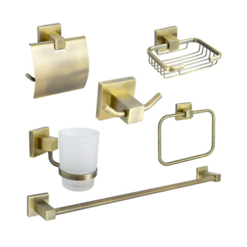 Infinity Bathroom Accessories Set of 6 Pieces, Matt Gold
