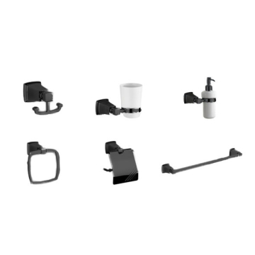 Infinity Bathroom Accessories Set of 6 Pieces, Matte Black