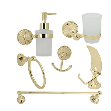 Infinity Bathroom Accessories Set of 6 Pieces, Gold