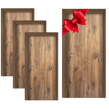 Barry Wood Melamin Internal Door , Brown ( 3 Doors 90 cm + 1 Door 80 cm )