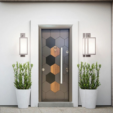 Turkish Armored Door with Heart Knocker, 11 cm Thickness, Grey