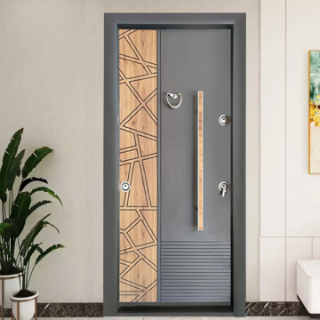 Turkish Armored Door with Heart Knocker, 11 cm Thickness, Silver