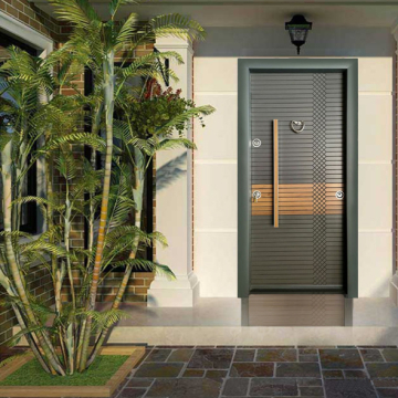Turkish Armored Door with Heart Knocker, 10 cm Thickness, Grey