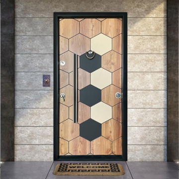 Turkish Armored Door with Heart Knocker, 10 cm Thickness, Beige