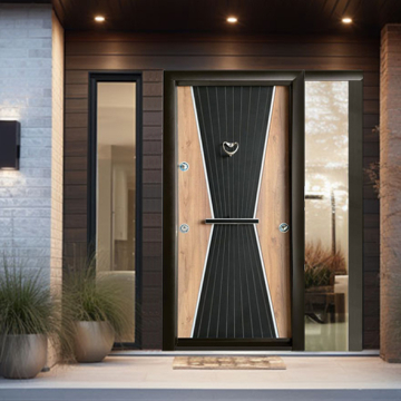 Turkish Armored Door with Heart Knocker, 10 cm Thickness, Black