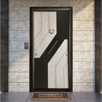 Turkish Armored Door with Heart Knocker, 10 cm Thickness, Black