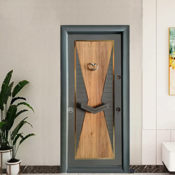 Turkish Armored Door with Heart Knocker, 10 cm Thickness, Grey