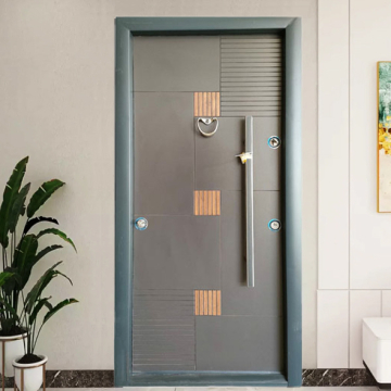Turkish Armored Door with Heart Knocker, 10 cm Thickness, Grey