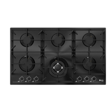 Purity Built-in Gas Hob 90 cm, 6 Burners Heavy Duty Grids, Black