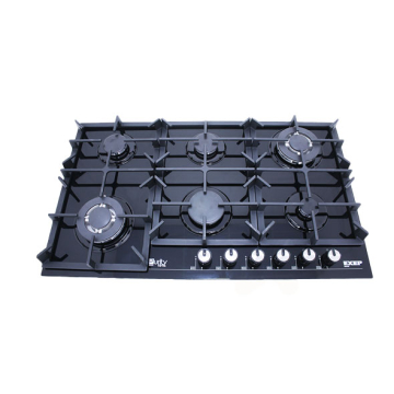 Purity Built-in Gas Hob 90 cm, 6 Burners Heavy Duty Grids, Black