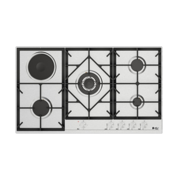 Purity Built-in Gas Hob 90 cm, 4 Burners + 1 Electric Burner, Stainless