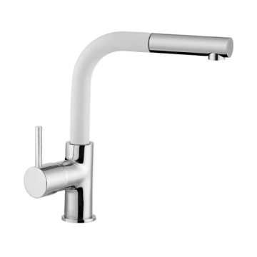 Purity Kelvin Pull Sink Mixer, White