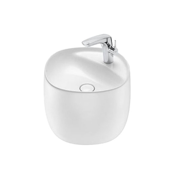 Roca Beyond Totem Wall Mounted Washbasin with Tap Platform, 43 × 43 cm, Excluding Pedestal, White