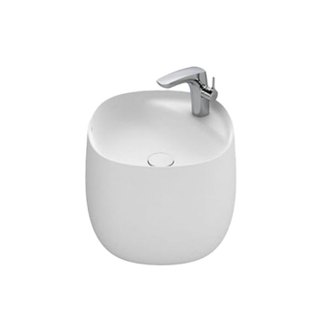 Roca Beyond Totem Wall Mounted Washbasin with Tap Platform, 43 × 43 cm, Excluding Pedestal, Matte White